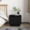 Black Solid Wood Pine Bedside Cabinet - Stylish & Durable