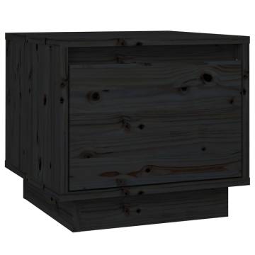 Black Solid Wood Pine Bedside Cabinet - Stylish & Durable