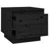 Black Solid Wood Pine Bedside Cabinet - Stylish & Durable