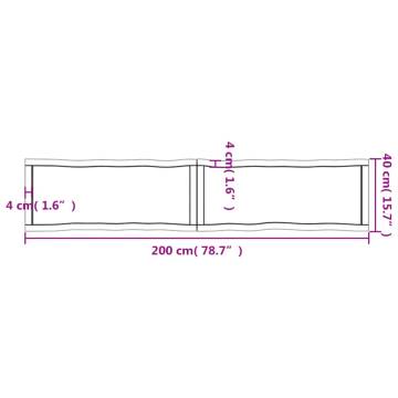 Untreated Solid Wood Live Edge Table Top - 200x40 cm | Hipomarket