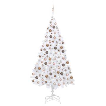 210 cm Pre-lit White Xmas Tree with Ball Set – Hipomarket