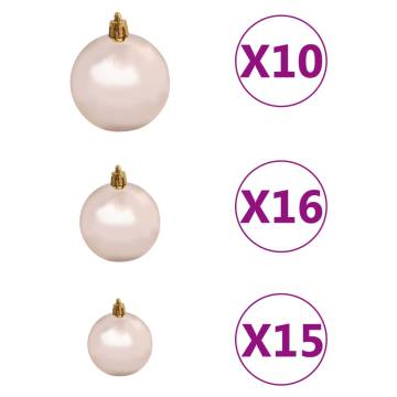 210 cm Pre-lit White Xmas Tree with Ball Set – Hipomarket