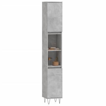 Concrete Grey Bathroom Cabinet | 30x30x190 cm - Stylish Storage