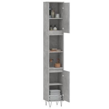 Concrete Grey Bathroom Cabinet | 30x30x190 cm - Stylish Storage