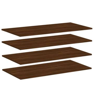 4 Pcs Brown Oak Wall Shelves - Stylish Storage Solution