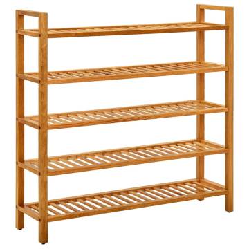 5-Shelf Shoe Rack in Solid Oak - Compact & Stylish | Hipomarket