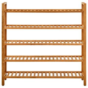 5-Shelf Shoe Rack in Solid Oak - Compact & Stylish | Hipomarket