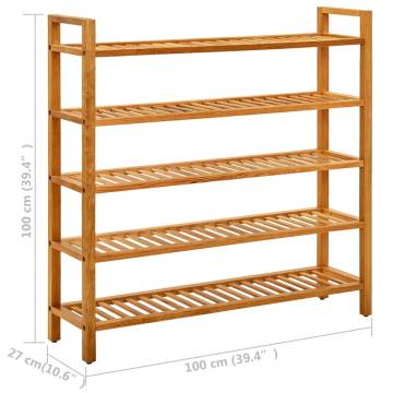 5-Shelf Shoe Rack in Solid Oak - Compact & Stylish | Hipomarket