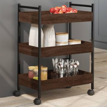 Vintage Kitchen Trolley Brown Oak - 50x30x70 cm | Hipo Market