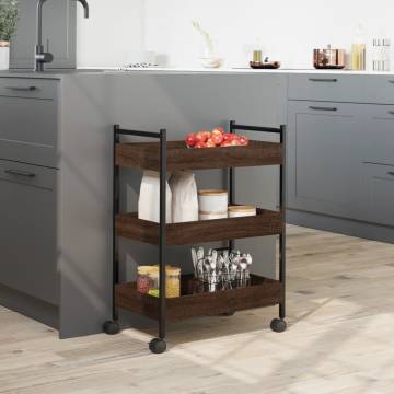 Vintage Kitchen Trolley Brown Oak - 50x30x70 cm | Hipo Market