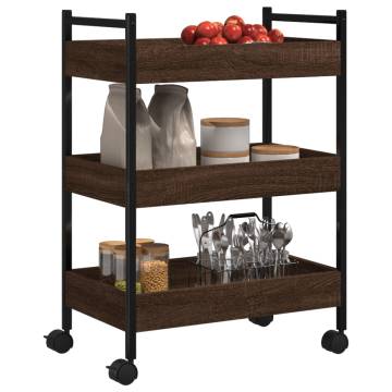 Vintage Kitchen Trolley Brown Oak - 50x30x70 cm | Hipo Market