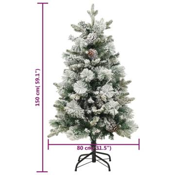 Pre-lit Christmas Tree 150cm with Snow & Cones | HipoMarket