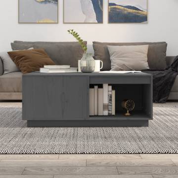 Elegant Grey Coffee Table - Solid Pine Wood 100x101 cm