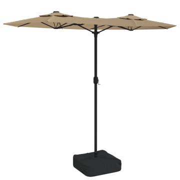 Double-Head Parasol with LEDs - Taupe 316x240 cm | HipoMarket