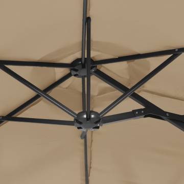 Double-Head Parasol with LEDs - Taupe 316x240 cm | HipoMarket