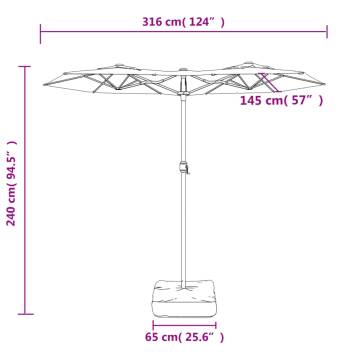 Double-Head Parasol with LEDs - Taupe 316x240 cm | HipoMarket