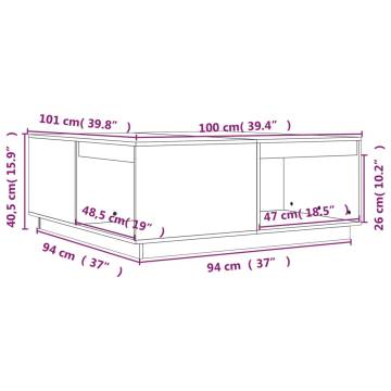 Elegant Grey Coffee Table - Solid Pine Wood 100x101 cm