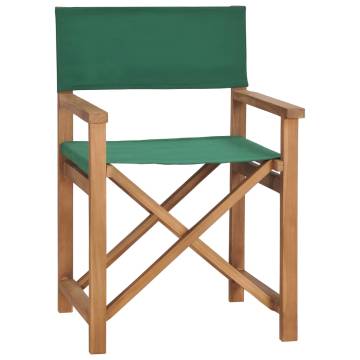 Director's Chair in Solid Teak Wood - Green | Hipo Market