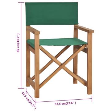 Director's Chair in Solid Teak Wood - Green | Hipo Market