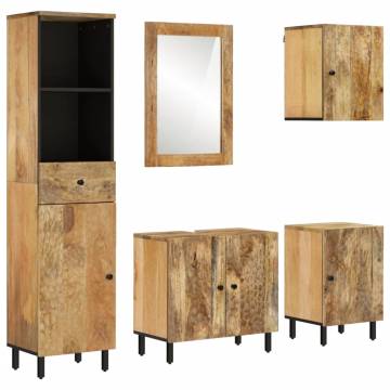 5 Piece Bathroom Cabinet Set - Solid Wood Mango | Hipo Market