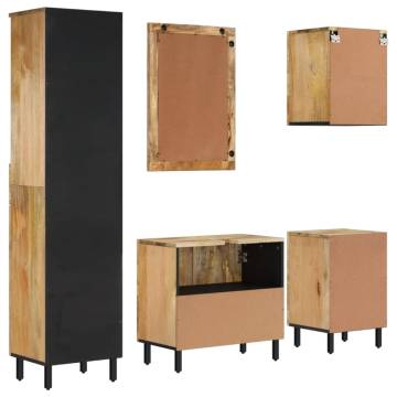 5 Piece Bathroom Cabinet Set - Solid Wood Mango | Hipo Market