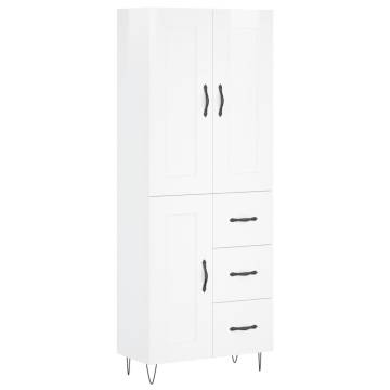 Highboard High Gloss White | Stylish Engineered Wood Storage