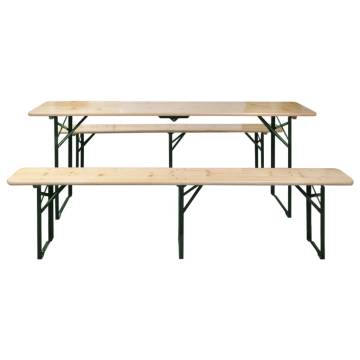 Folding Beer Table with 2 Benches - Durable Garden Set