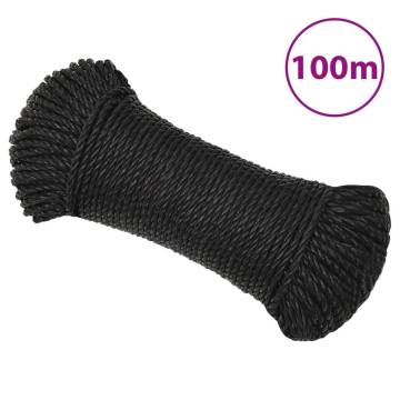 Durable Black Work Rope 6mm 100m - Polypropylene | HipoMarket