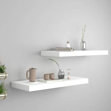 Floating Wall Shelves - Stylish 2 pcs White MDF Display Shelves