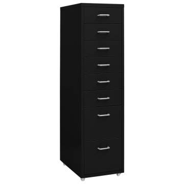 Durable Mobile File Cabinet - Black Metal Office Storage