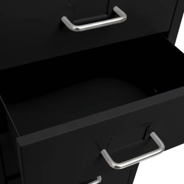 Durable Mobile File Cabinet - Black Metal Office Storage