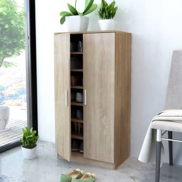 Stylish Shoe Cabinet with 7 Shelves - Oak Finish | HipoMarket