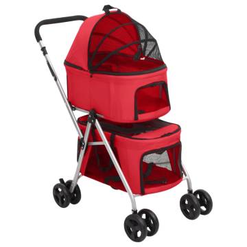 2-Layers Folding Dog Stroller Red | Comfortable & Portable