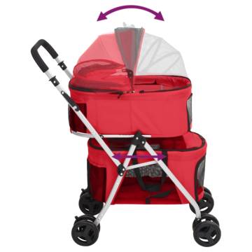 2-Layers Folding Dog Stroller Red | Comfortable & Portable