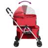 2-Layers Folding Dog Stroller Red | Comfortable & Portable