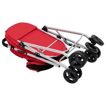 2-Layers Folding Dog Stroller Red | Comfortable & Portable