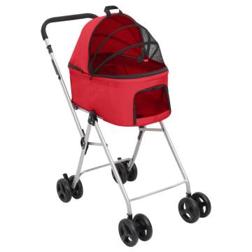 2-Layers Folding Dog Stroller Red | Comfortable & Portable