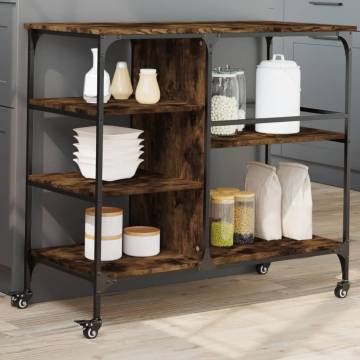 Vintage Kitchen Trolley in Smoked Oak - 100x45x89.5 cm