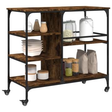 Vintage Kitchen Trolley in Smoked Oak - 100x45x89.5 cm