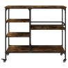 Vintage Kitchen Trolley in Smoked Oak - 100x45x89.5 cm