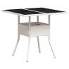 Garden Table with Glass Top - 80x80 cm White Poly Rattan