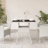 Garden Table with Glass Top - 80x80 cm White Poly Rattan