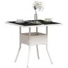 Garden Table with Glass Top - 80x80 cm White Poly Rattan