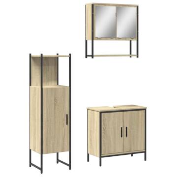 3 Piece Sonoma Oak Bathroom Furniture Set - Stylish & Space-Saving