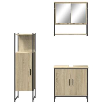 3 Piece Sonoma Oak Bathroom Furniture Set - Stylish & Space-Saving