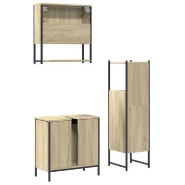 3 Piece Sonoma Oak Bathroom Furniture Set - Stylish & Space-Saving