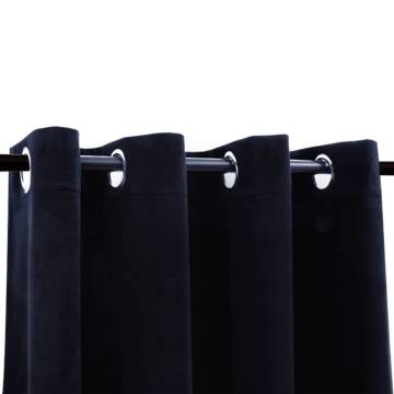 Blackout Velvet Curtain with Rings - Black 290x245 cm | HipoMarket