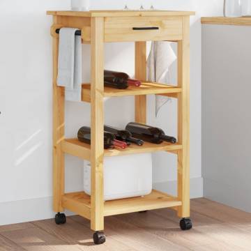 Kitchen Trolley MONZA - Solid Pine Wood Storage | HipoMarket UK