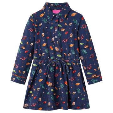 Kids' Dress with Long Sleeves Navy 128 - Affordable Kidswear