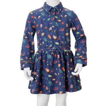 Kids' Dress with Long Sleeves Navy 128 - Affordable Kidswear